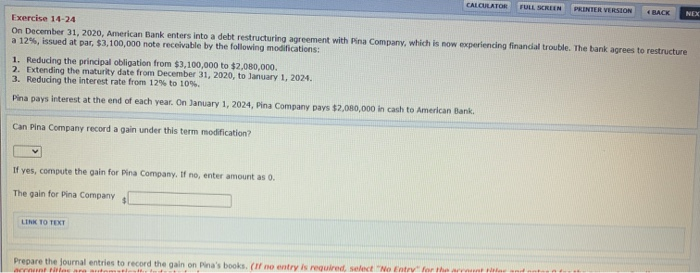  CALCULATOR FULL SCREEN PRINTER VERSION BACK INEX Exercise 14-24 On December