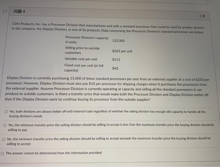  4 1 50 CDH Products, Inc. has a Processor Division that