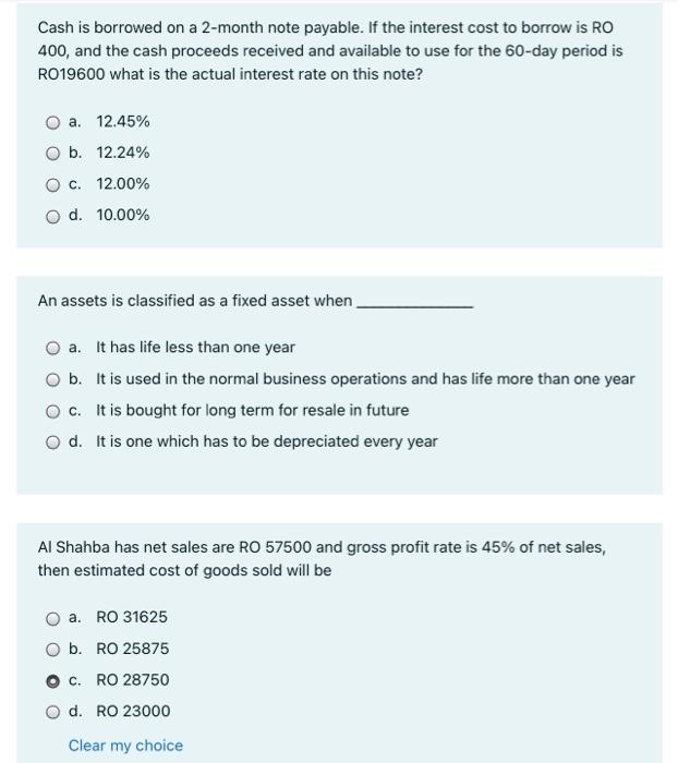  fast please Cash is borrowed on a 2-month note payable. If