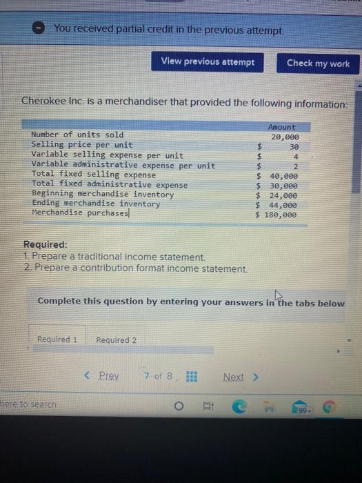  You received partial credit in the previous attempt View previous attempt