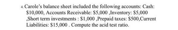 COURSE NAME: FINANCIAL ANALYSIS COURSE CODE :FIBA- 385 LEVEL:6 4. Carole's balance