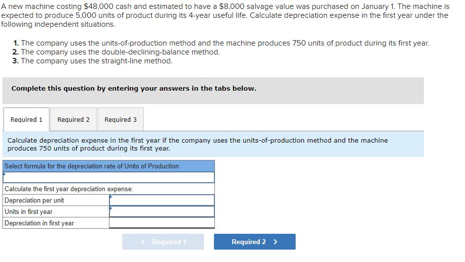  A new machine costing $48,000 cash and estimated to have a