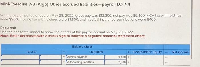  24,200 for wage expense is wrong please help. Mini-Exercise 7-3 (Algo)