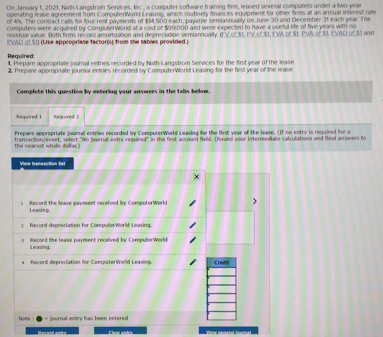 firm, leased several computers under a two-year operating lease agreement from Computerworld