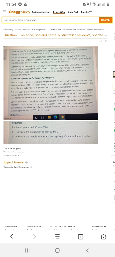  11:54 A = Chegg Study Textbook Solutions Expert Q&A Study Pack