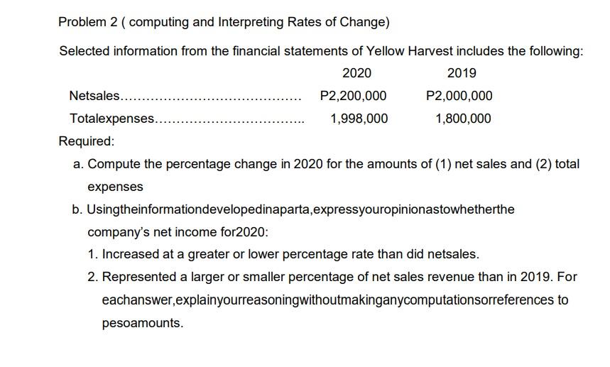  Problem 2 ( computing and Interpreting Rates of Change) Selected information