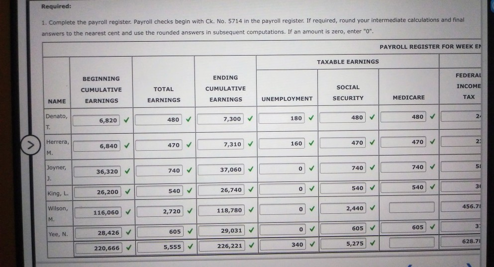 information for the week ended December 7. State income tax is computed