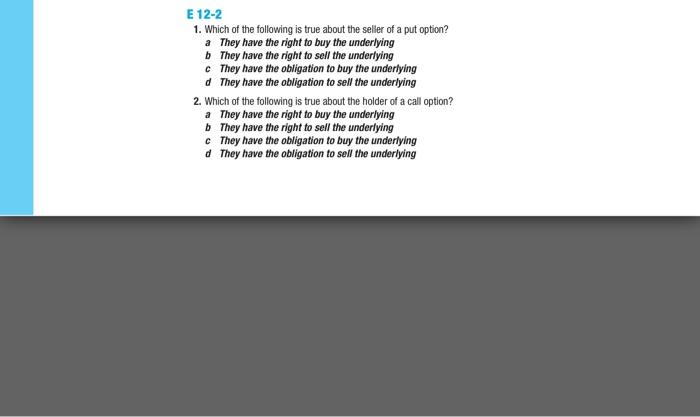 answer all parts for question E12-2( it is one question with