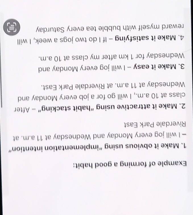 that you would like to change and new habits that you would