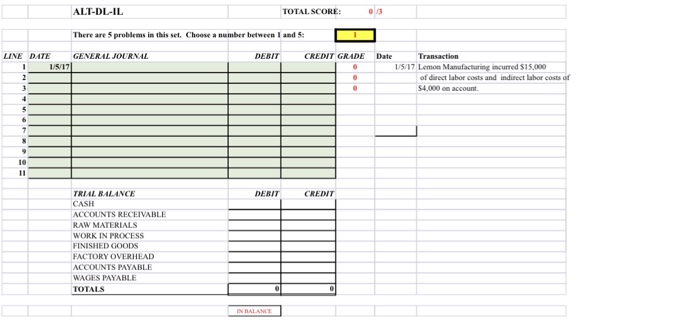  Hi! need help with this accaunting problem TOTAL SCORE ALT-DL-IL There