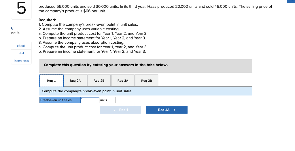 my work 5 operations: $ 24 6 points Variable coste per unit: