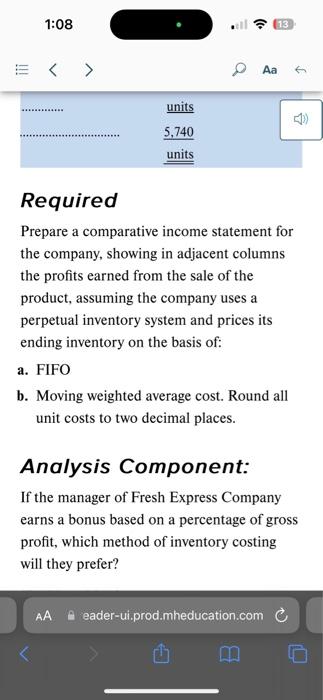inventory costing system. $194,750 During 2023, Fresh Express Company sold 2,410 units