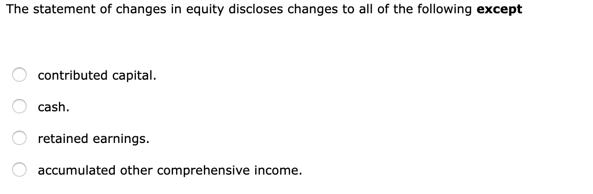  The statement of changes in equity discloses changes to all of