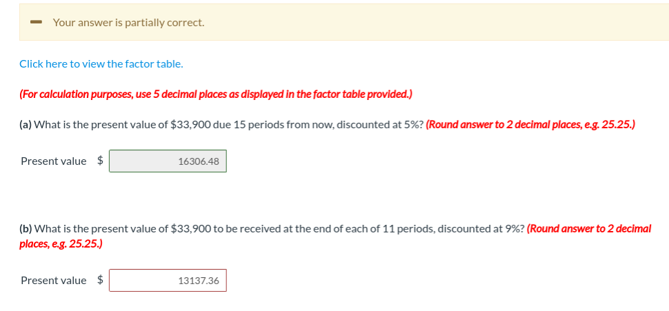  - Your answer is partially correct. Click here to view the