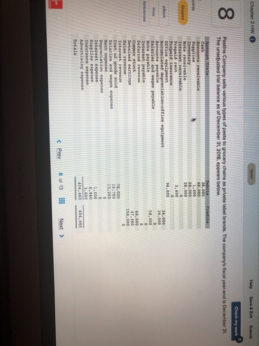  Chapter 2 HW Saved Help Save & Exit Submit Check my