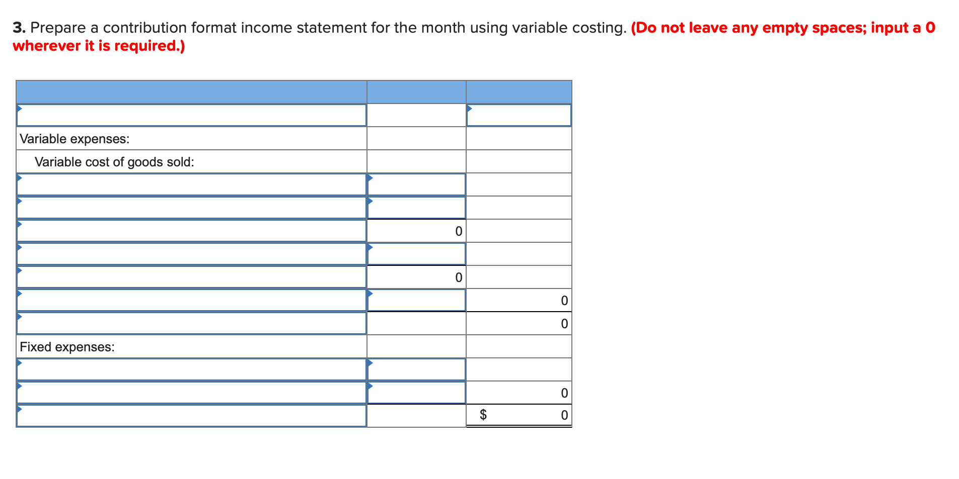 specially designed computer tables, using select hardwoods. The division's monthly costs are