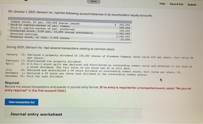  Saved Help Save & Exit Submit On January 1, 2021, Gerlach