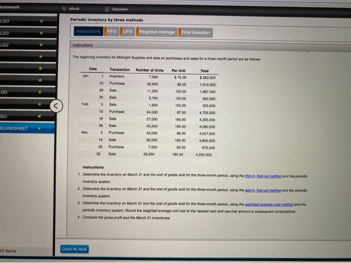  please hep me find the average weight mework Calculator .60 Periodic