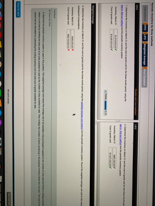 inventory by three methods instructions RFO LIFO Weighted Average Final Question .GO
