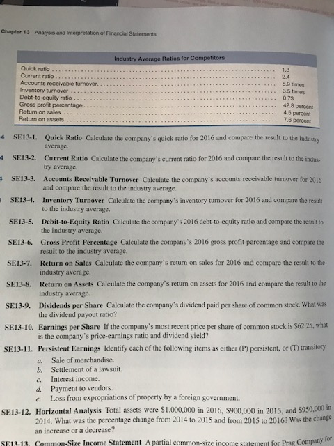 please answer 13-3 13-4 13-6 13-8 13-7 4 Chapter 13 Analysis