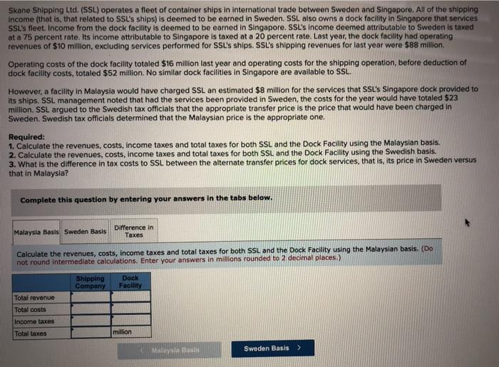 345 15 2 Skane Shipping Ltd. (SSL) operates a fleet of container