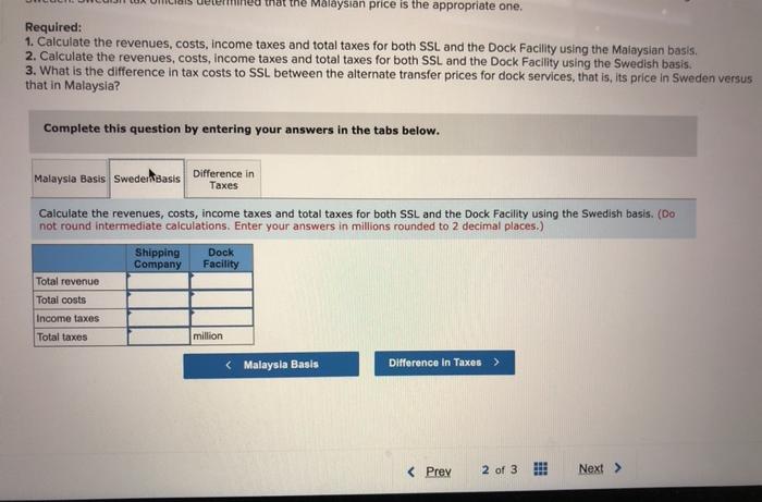 ships in international trade between Sweden and Singapore. All of the shipping