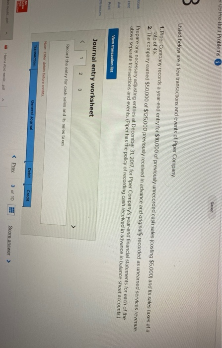  er U9 Pre-Built Problems i Listed below are a few transactions