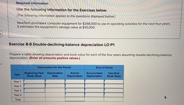 the Exercises below. [The following information applies to the questions displayed below.]