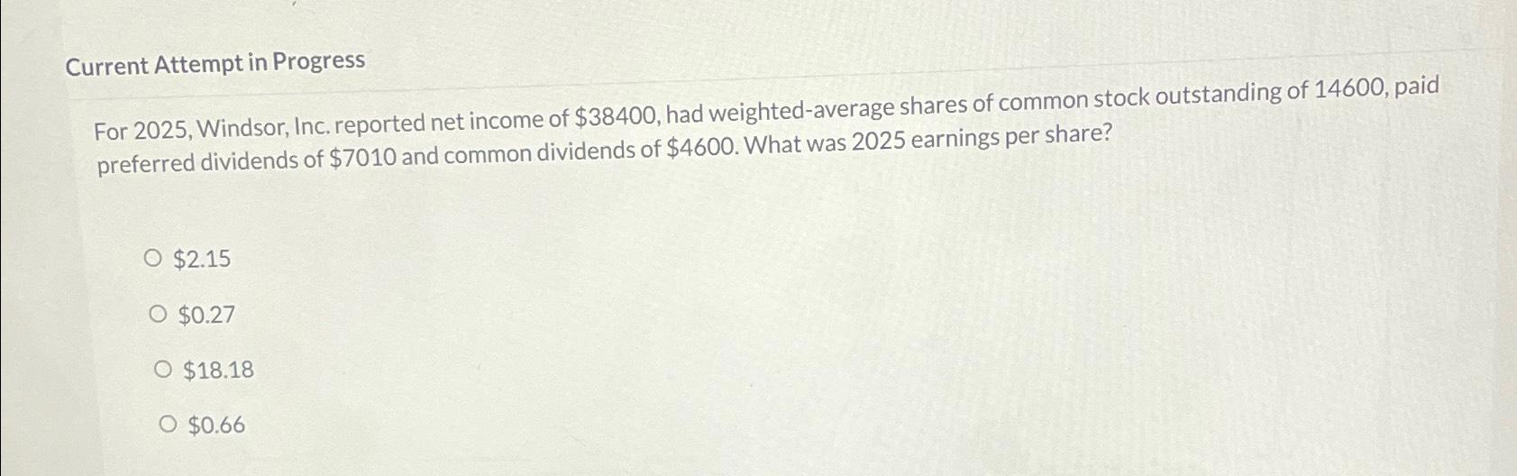  Current Attempt in Progress For 2025, Windsor, Inc. reported net income