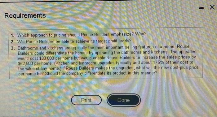 by the buyer after the sale. Rouse Builders' costs per developed sublot