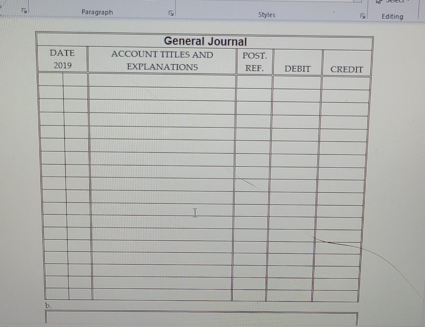 \\ EXPLANATIONS \end{tabular} & \begin{tabular}{l} POST. \\ REF. \end{tabular} & DEBIT &