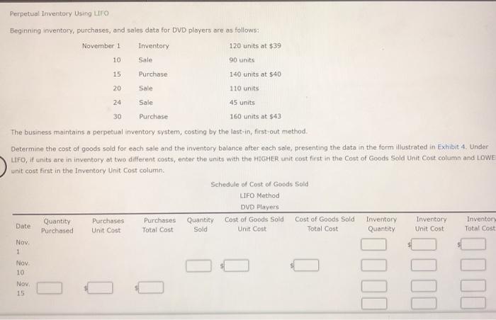  Perpetual Inventory Using UFO Beginning inventory, purchases, and sales data for