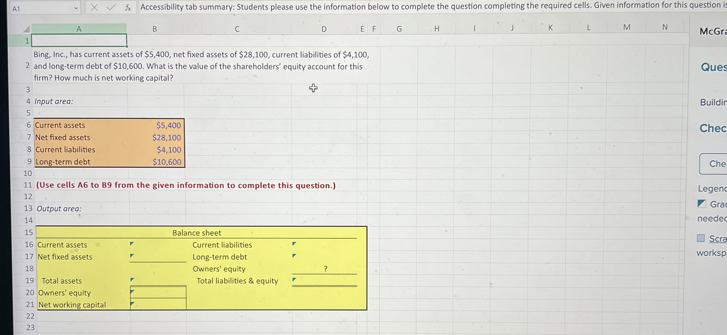  A1 Accessibility tab summary: Students please use the information below to