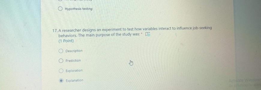  Hypothesis testing 17. A researcher designs an experiment to test how