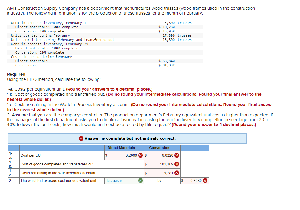  Alvis Construction Supply Company has a department that manufactures wood trusses