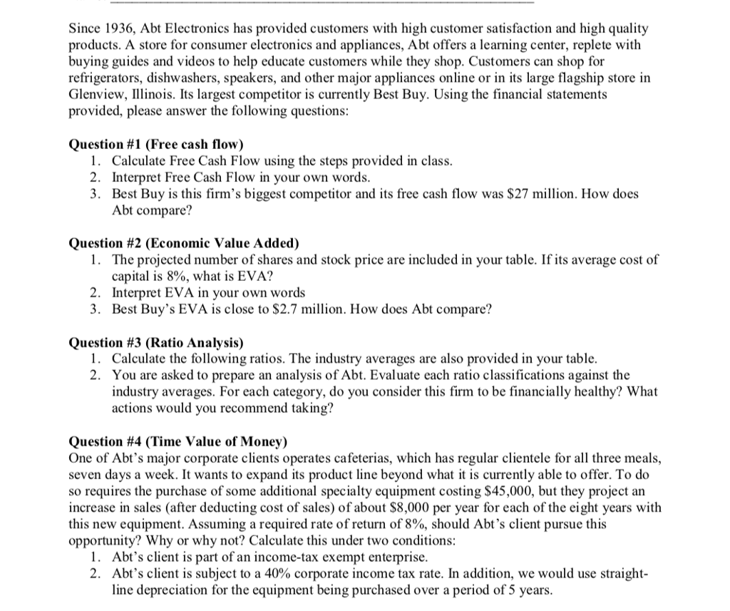 Answer Questions 1,2 and 3 using the info provided in the