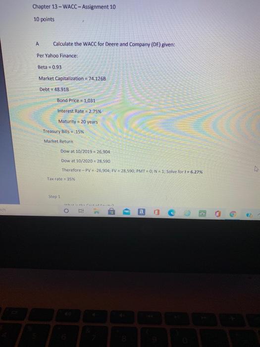  Chapter 13 - WACC - Assignment 10 10 points A Calculate