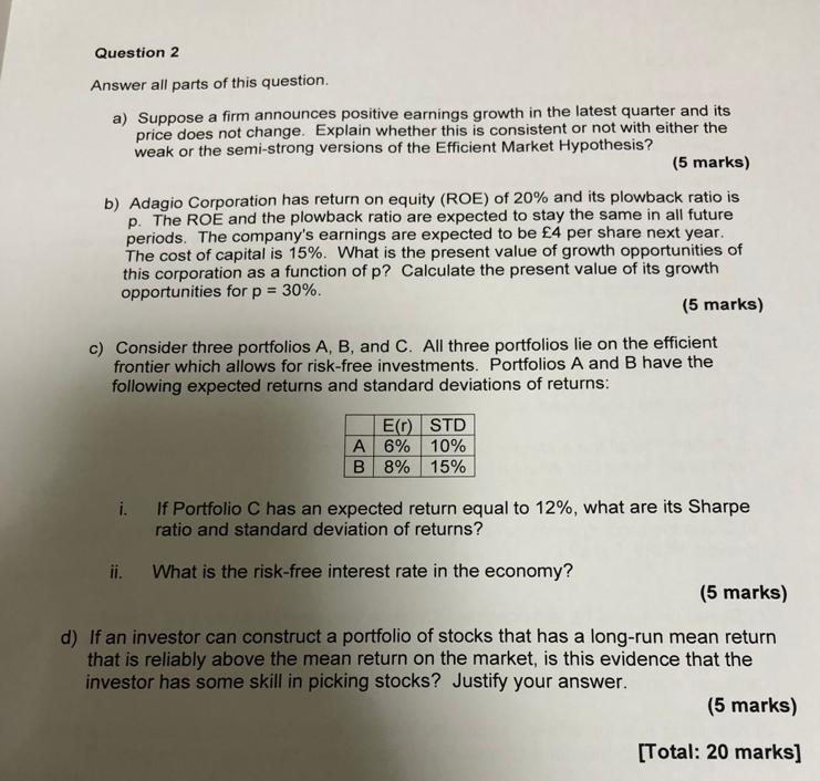 Please help to solve this question, thanks! Question 2 Answer all parts