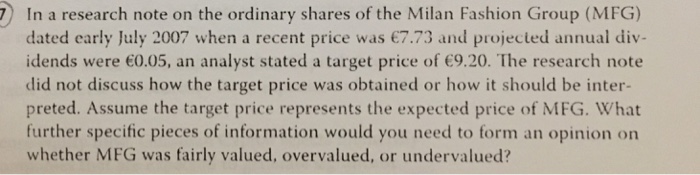 of Intel Corporation that used a present value model (Cornell 2001), examined