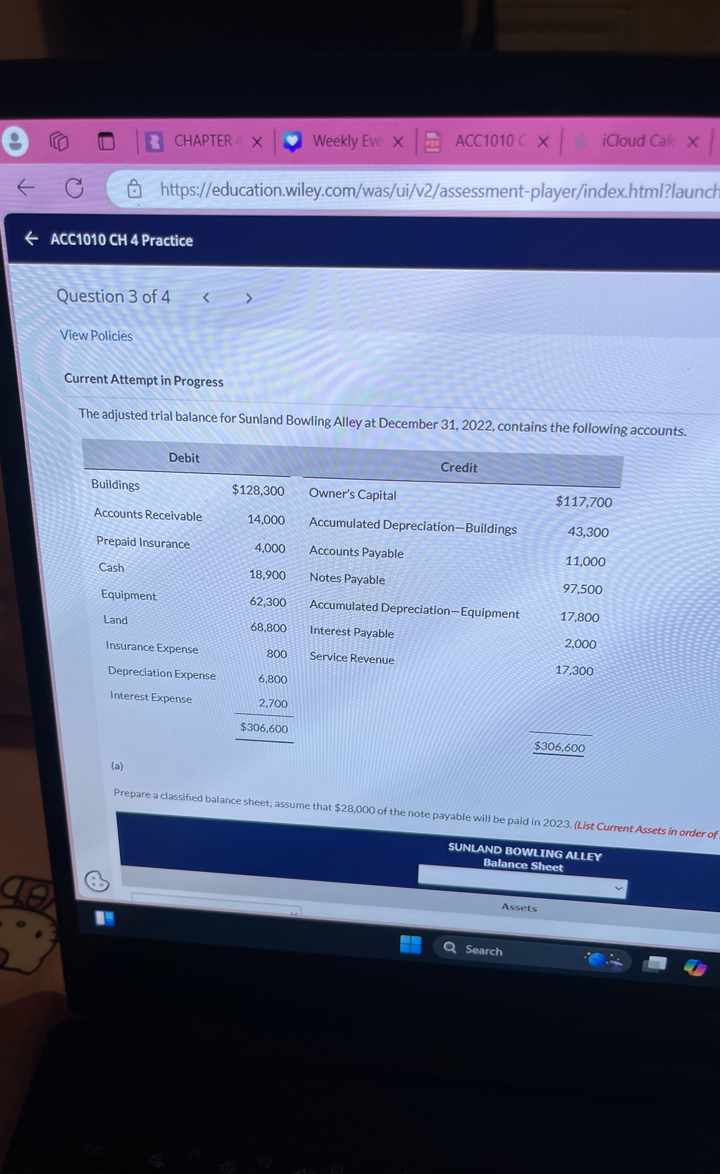  ACC1010 CH 4 Practice Question 3 of 4 View Policies Current