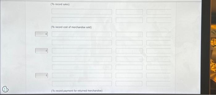 (List other revenues before other expenses.) (To record sales) (To record cost