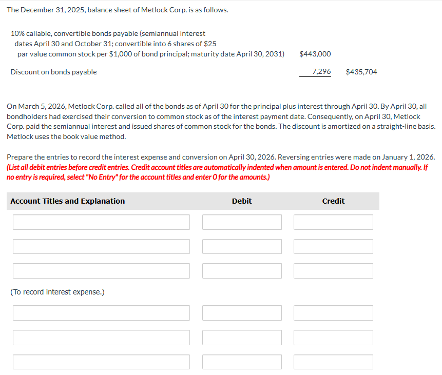  The December 31,2025, balance sheet of Metlock Corp. isas follows. 10%