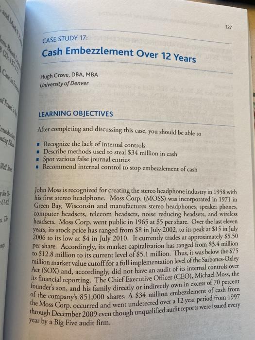  127 CASE STUDY 17: Cash Embezzlement Over 12 Years SD Hugh