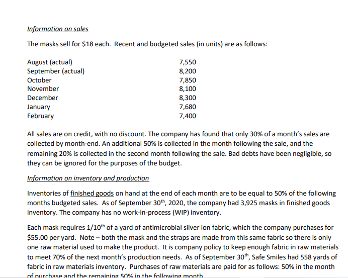 Safe Smiles Protective Masks Inc. ("Safe Smiles"). Your employer manufactures and sells