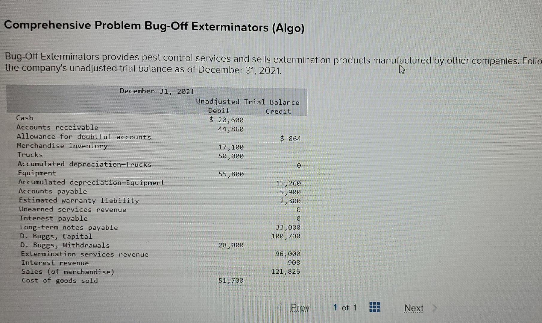  please help Comprehensive Problem Bug-Off Exterminators (Algo) Bug-Off Exterminators provides pest
