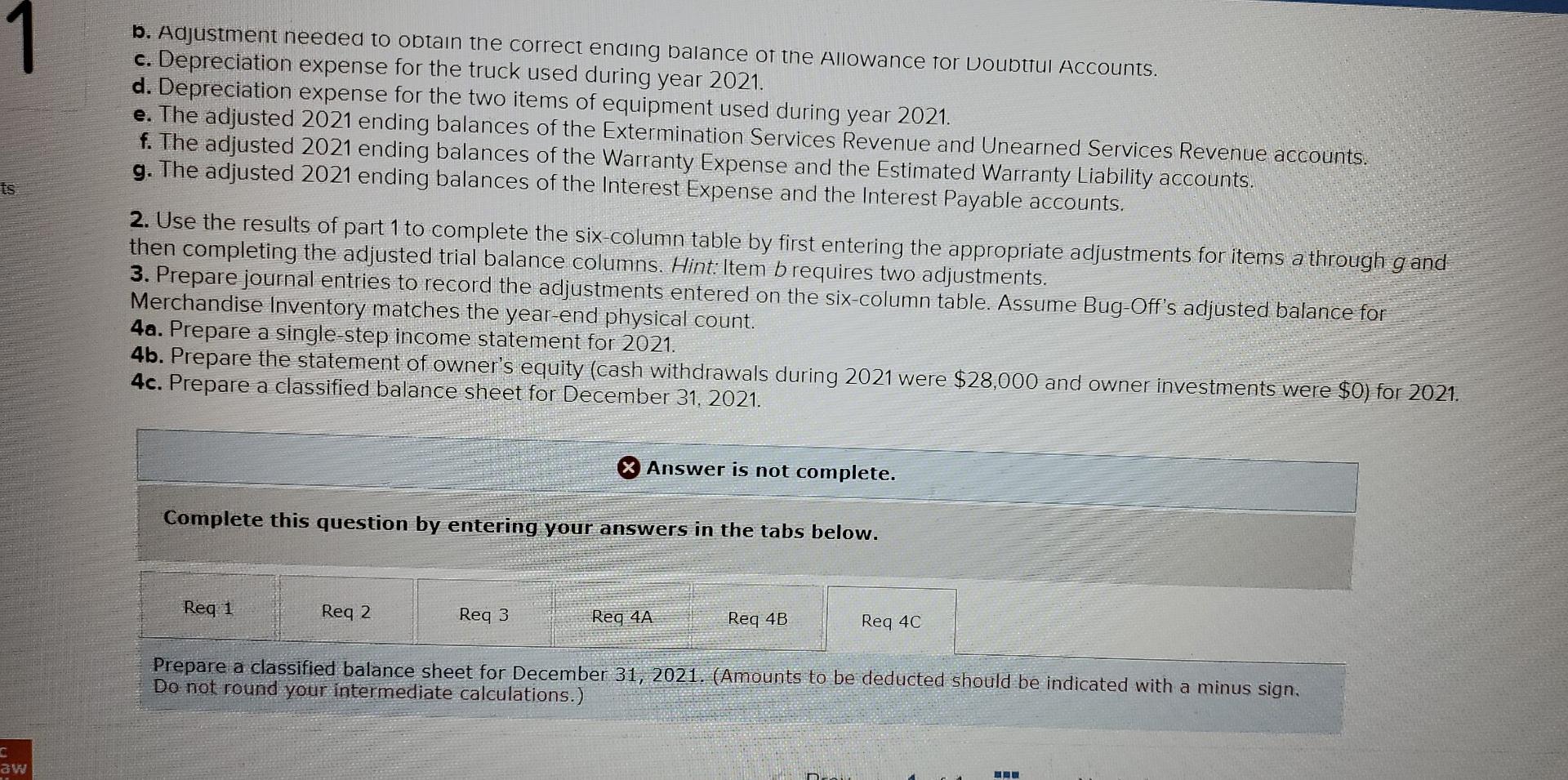 for doubtful accounts $ 864 Merchandise inventory 17,100 Trucks 50,000 Accumulated depreciation-Trucks