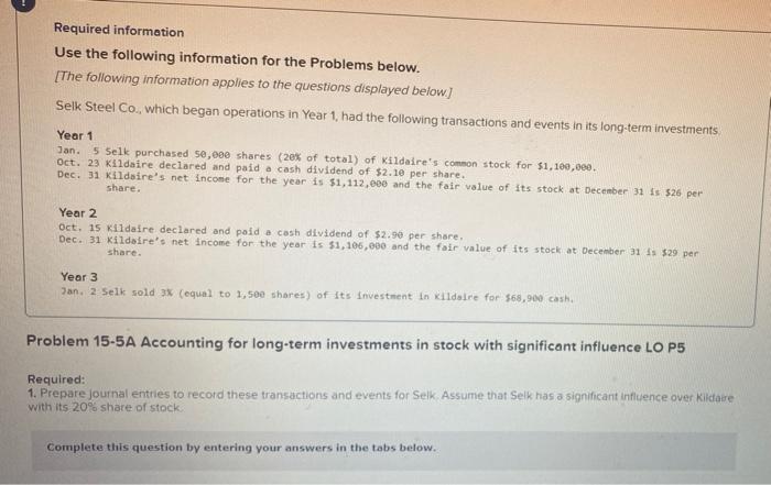  Required information Use the following information for the Problems below. [The