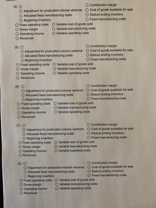 costs: Manufacturing costs Operating (marketing) costs $ 480,000 $ 140,000 $ 480,000