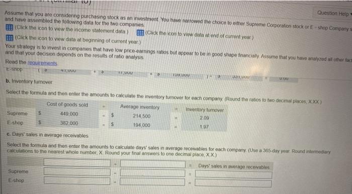 CERIT ent Selected balance sheet and market price data at end of