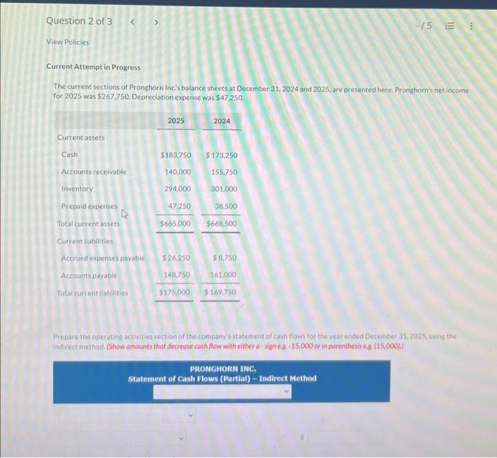 Current Attempt in Progress The current sections of Pronghorn Inc's balance